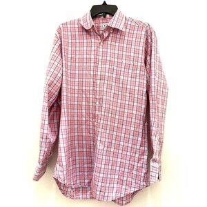Peter Millar Shirt Adult Medium Pink Blue Plaid Crown Button Down Casual Mens